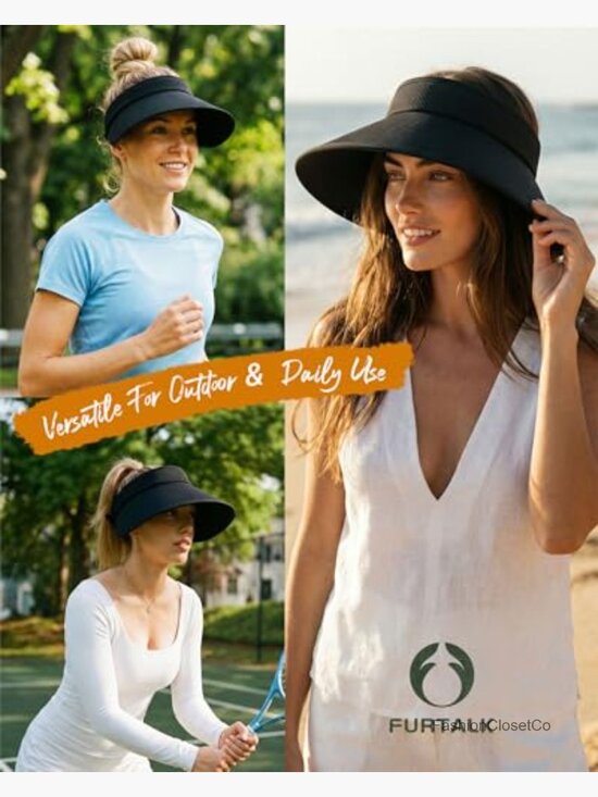 UPF 80+ Sun Visor Hat Wide Brim Foldable Beach Hat